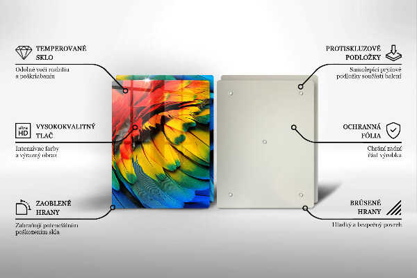 Sklo za varnou desku Barevné papouščí peří