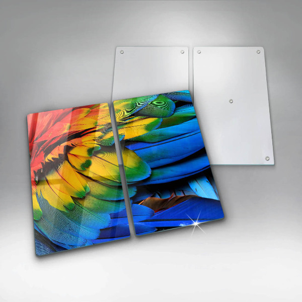 Sklo za varnou desku Barevné papouščí peří