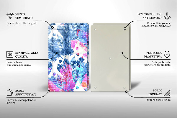 Sklo za varnou desku Peří boho ilustrace