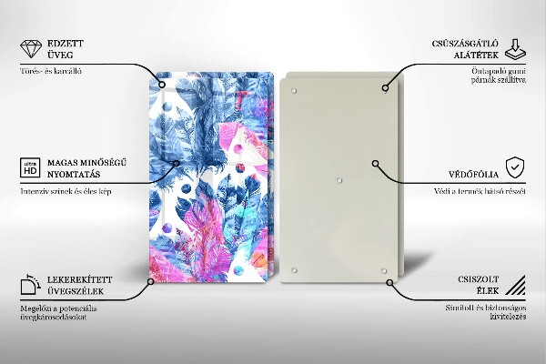 Sklo za varnou desku Peří boho ilustrace