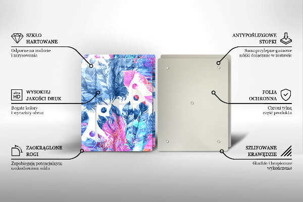 Sklo za varnou desku Peří boho ilustrace