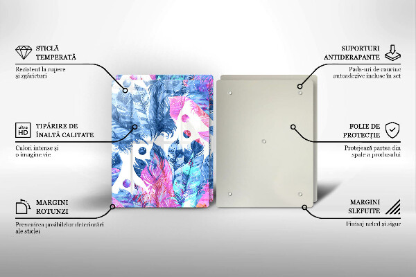 Sklo za varnou desku Peří boho ilustrace