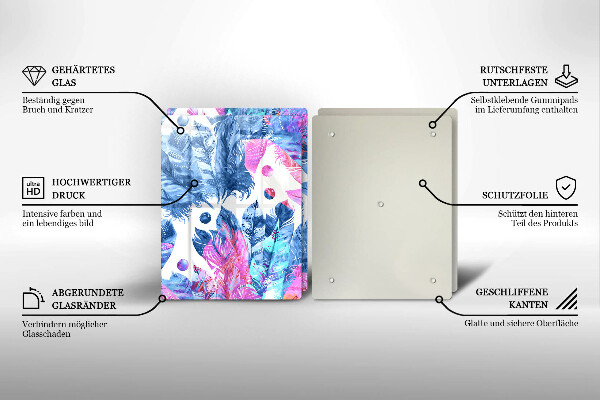 Sklo za varnou desku Peří boho ilustrace