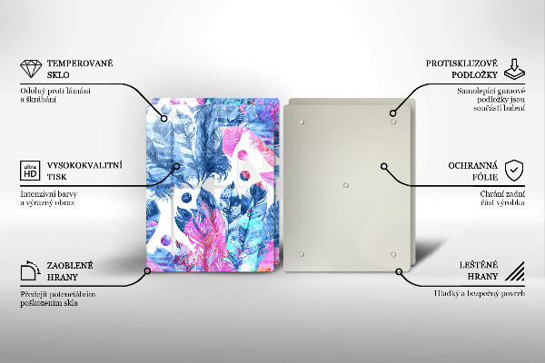 Sklo za varnou desku Peří boho ilustrace