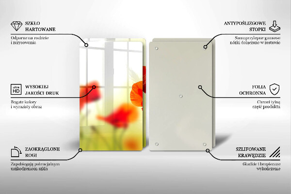 Skleněná deska za sporák Květy červeného máku