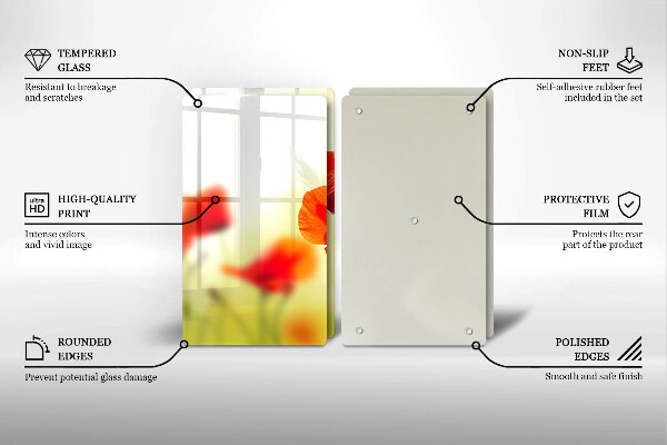 Skleněná deska za sporák Květy červeného máku