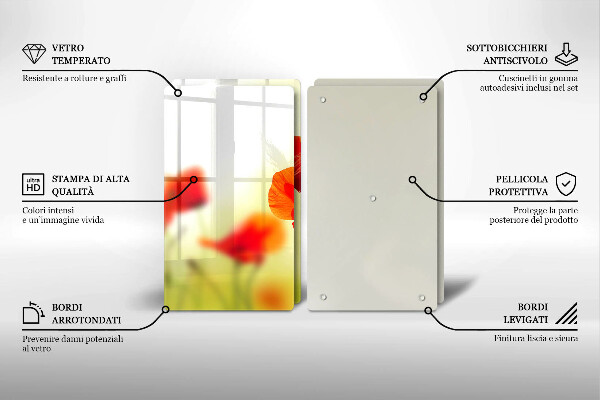 Skleněná deska za sporák Květy červeného máku