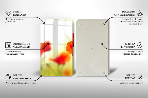 Skleněná deska za sporák Květy červeného máku