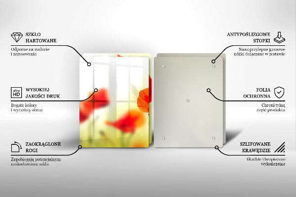 Skleněná deska za sporák Květy červeného máku