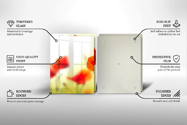 Skleněná deska za sporák Květy červeného máku