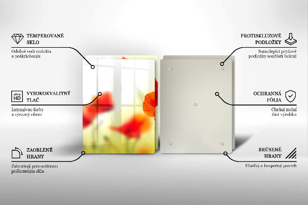 Skleněná deska za sporák Květy červeného máku