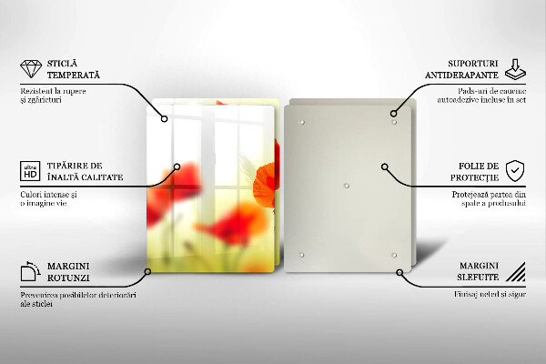Skleněná deska za sporák Květy červeného máku