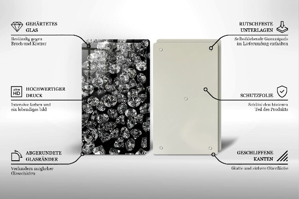 Skleněná deska za sporák Diamanty diamanty