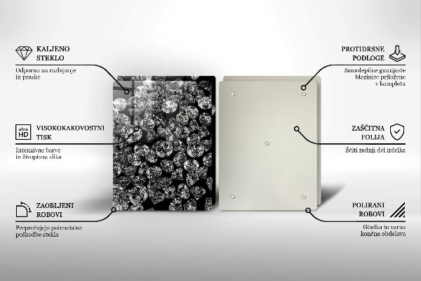 Skleněná deska za sporák Diamanty diamanty