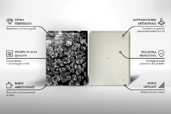Skleněná deska za sporák Diamanty diamanty