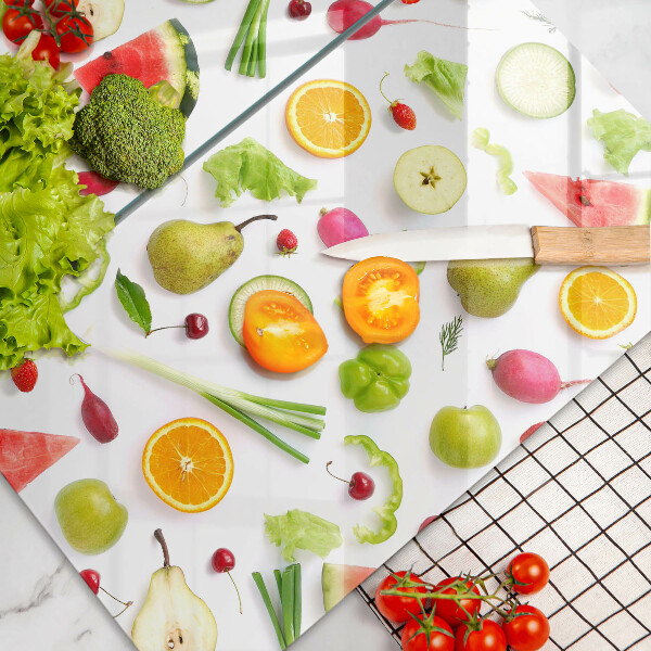 Skleněná deska za sporák Vzor ovoce a zeleniny
