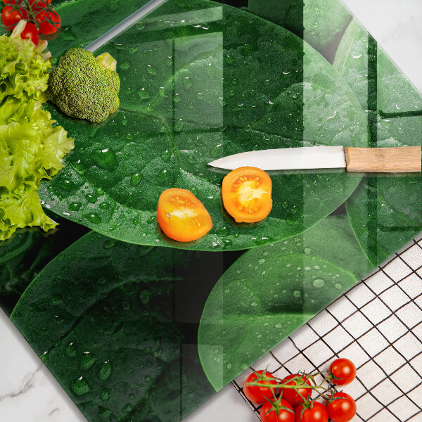 Skleněná deska za sporák Listy bazalky