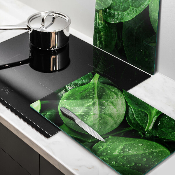 Skleněná deska za sporák Listy bazalky