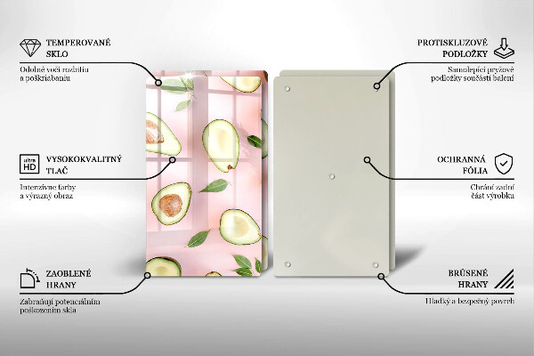 Skleněná deska za sporák Avokádový vzor
