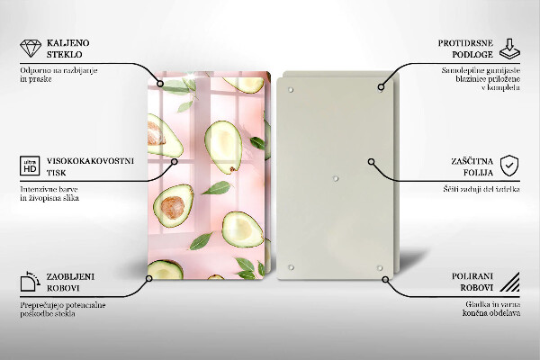 Skleněná deska za sporák Avokádový vzor