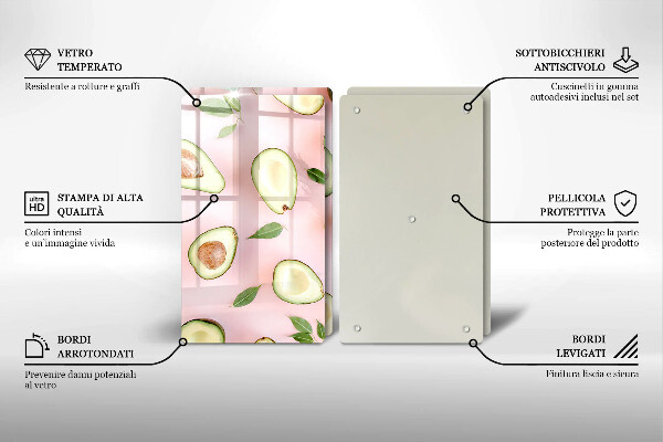 Skleněná deska za sporák Avokádový vzor