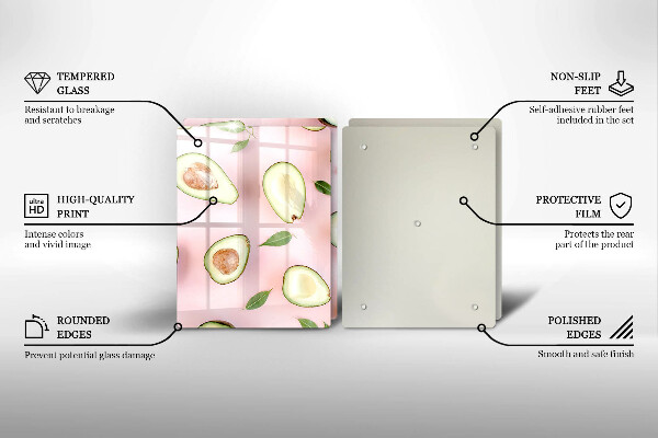 Skleněná deska za sporák Avokádový vzor