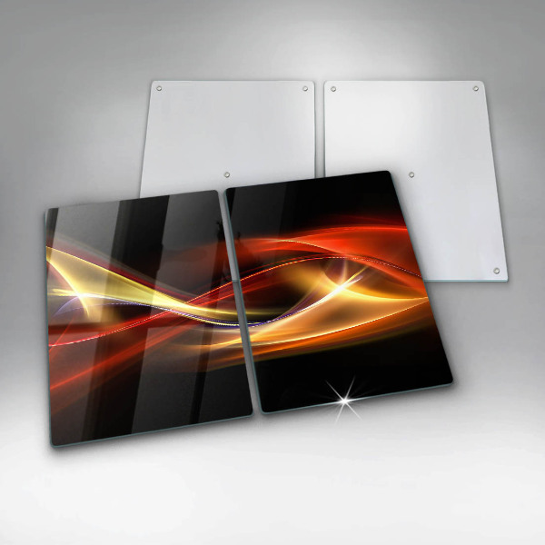 Skleněná deska za sporák Abstraktní kouř a světlo