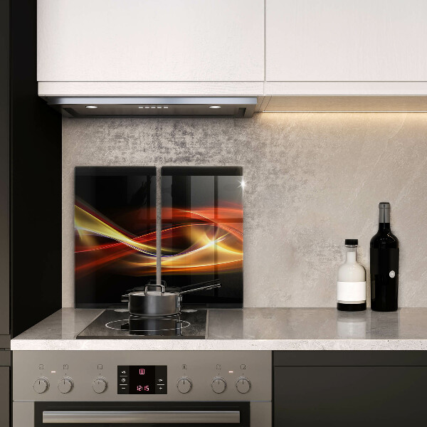 Skleněná deska za sporák Abstraktní kouř a světlo