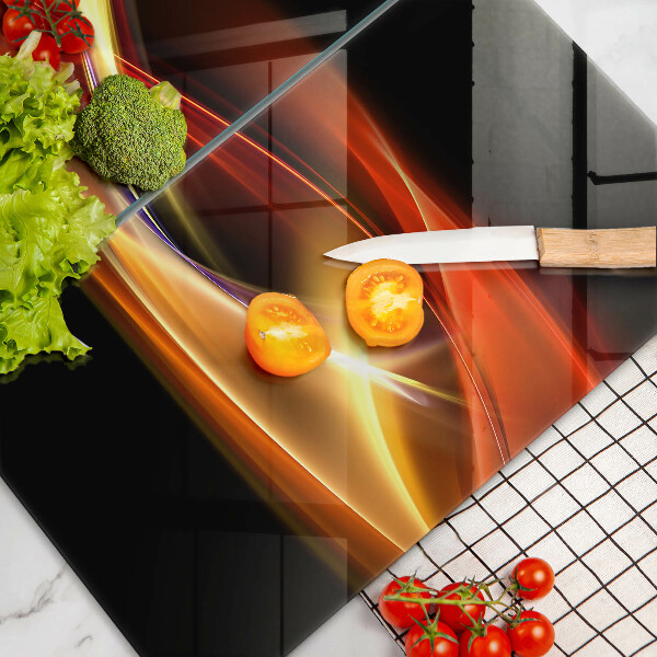 Skleněná deska za sporák Abstraktní kouř a světlo