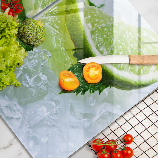 Skleněná deska za sporák Limetková máta a led