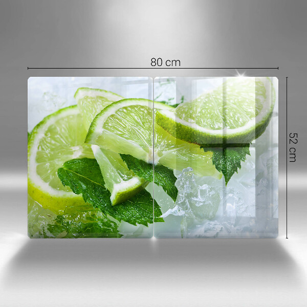 Skleněná deska za sporák Limetková máta a led