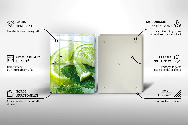 Skleněná deska za sporák Limetková máta a led