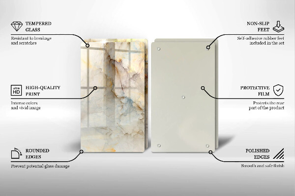 Deska za sporák Textura mramoru se zlatem