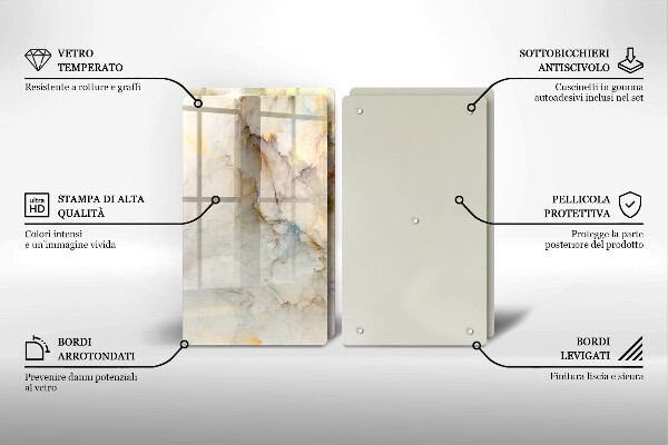 Deska za sporák Textura mramoru se zlatem