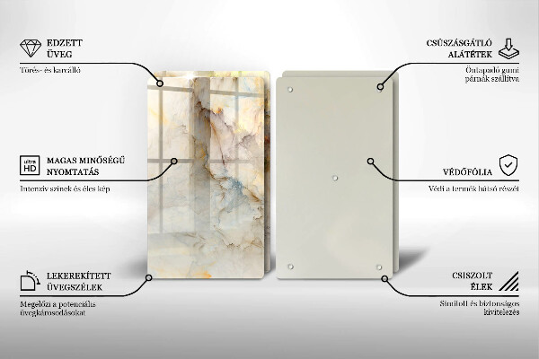 Deska za sporák Textura mramoru se zlatem