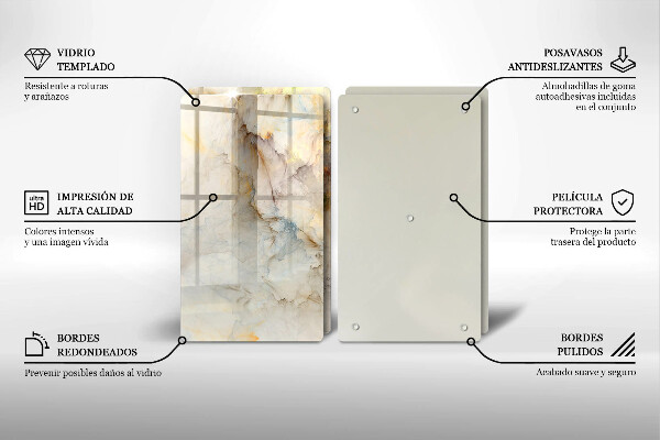 Deska za sporák Textura mramoru se zlatem