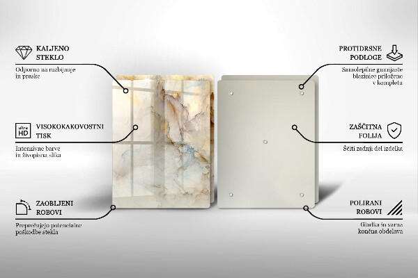 Deska za sporák Textura mramoru se zlatem