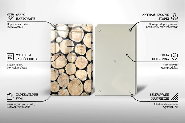 Skleněná deska za sporák Dřevěné kmeny stromů