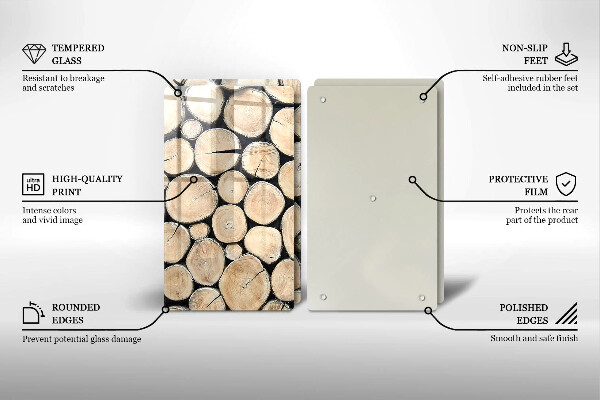 Skleněná deska za sporák Dřevěné kmeny stromů