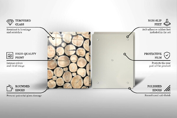 Skleněná deska za sporák Dřevěné kmeny stromů