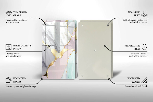 Skleněná deska za sporák Pastelový mramor