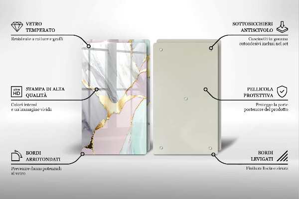 Skleněná deska za sporák Pastelový mramor