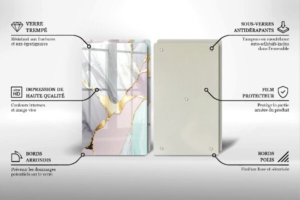 Skleněná deska za sporák Pastelový mramor