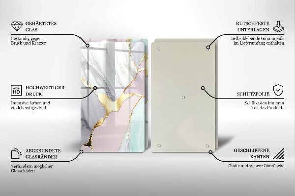 Skleněná deska za sporák Pastelový mramor