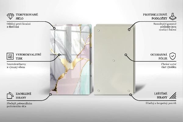 Skleněná deska za sporák Pastelový mramor