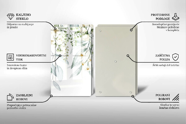 Sklo za varnou desku Akvarel rostliny