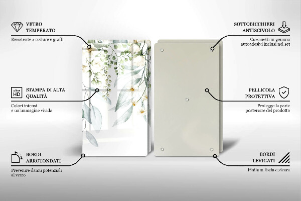 Sklo za varnou desku Akvarel rostliny