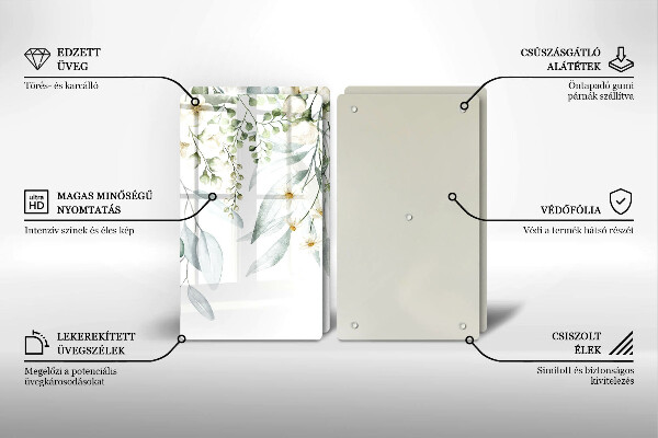 Sklo za varnou desku Akvarel rostliny