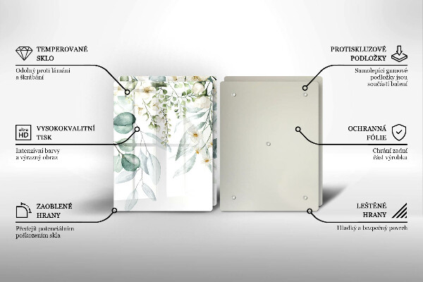 Sklo za varnou desku Akvarel rostliny