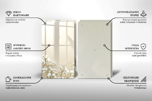 Sklo za varnou desku Sádrové boho květiny